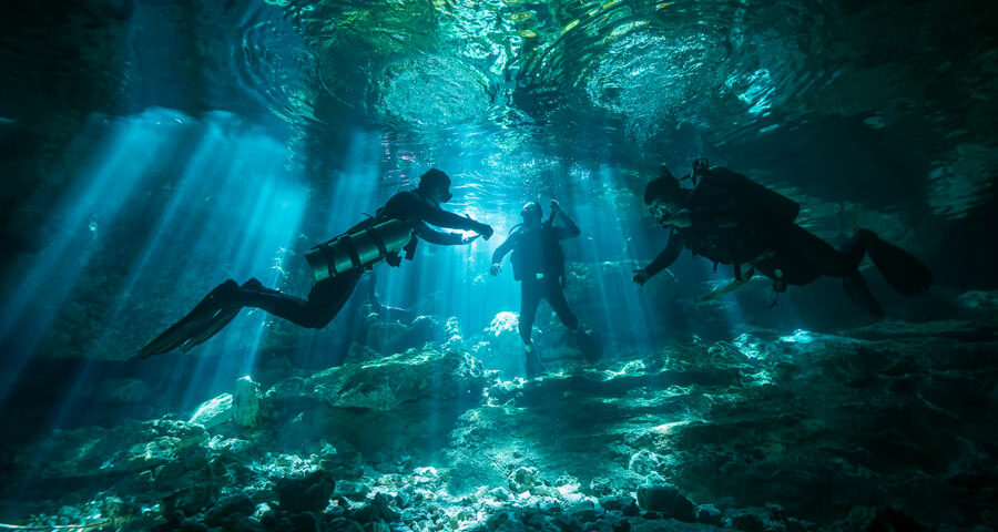 scuba diving cave